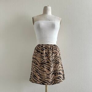 handmade tan and black tiger print mini skirt
